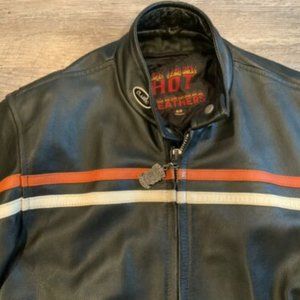 Hot Leathers Leather Racing Motorcycle Jacket Zip Out Lining Men Sz 44 Exc Cond